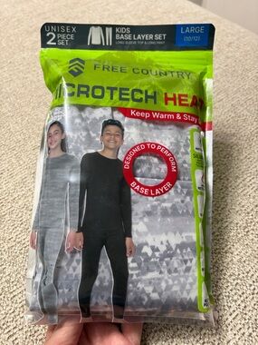 Free Country Kids Microtech Heat Base Layer Set - Black & Gray Size L 10/12